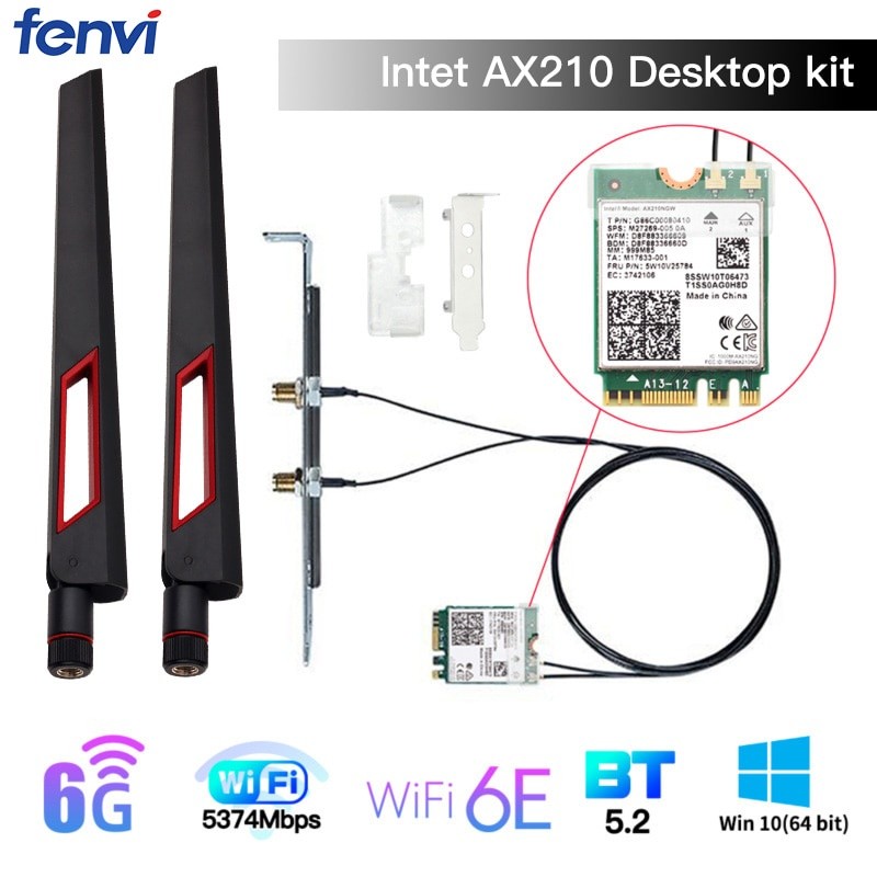 3000Mbps 802.11ax Wi-Fi 6E ชุดเดสก์ท็อป Intel AX200 AX210 เสาอากาศสําหรับบลูทูธ 5.2 การ์ด 2.4G/5 Ghz