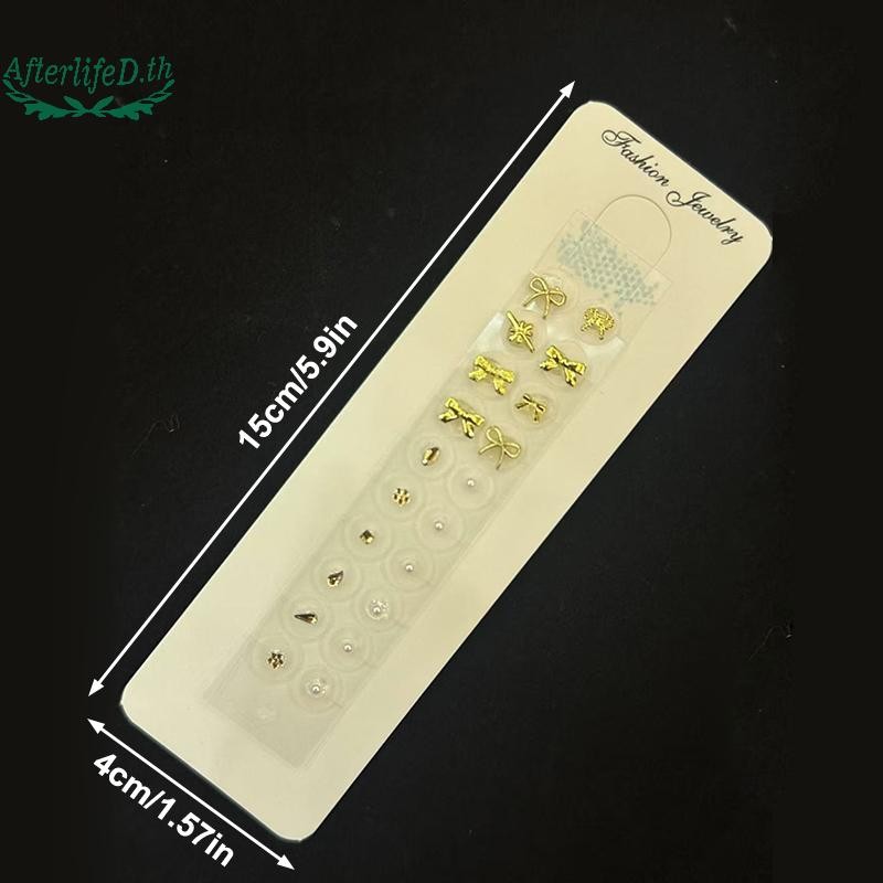 AF แฟชั่น Bowknot สีสัน Rhinestone ไข่มุกสติกเกอร์หูความดัน Stick ฝังเข็ม Auricular หูสติกเกอร์นวด A - รูปที่ 4