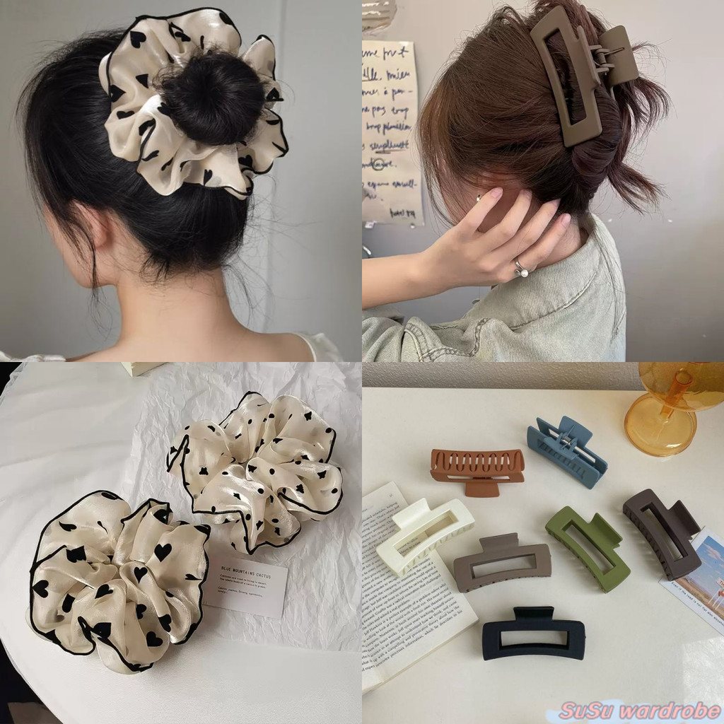 SuSu  พร้อมส่ง   เครื่องประดับผม คลิปหนีบผมไซส์ใหญ่โทนเดียว ยางรัดผมลายจุดTM-9/TM-10/TM-11/TM-12