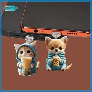 UTZN> น่ารัก 2D โทรศัพท์ Anti Dust Charge Port Plug สําหรับ Type C Dust Protection Stopper Accessorie ใหม่