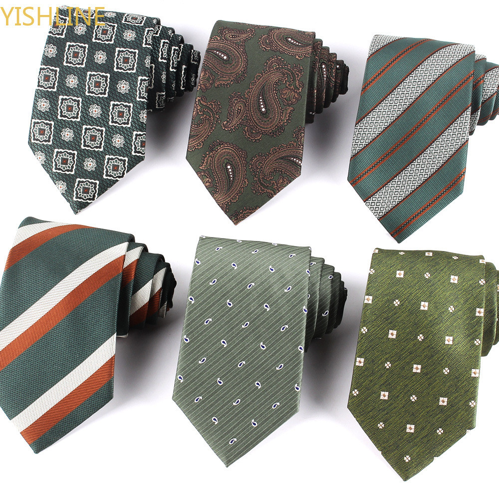 ออกแบบใหม่งานแต่งงานผู้ชาย Tie สีเขียวลายลายสก๊อตเนคไทผู้ชายธุรกิจเจ้าบ่าวอุปกรณ์เสริม