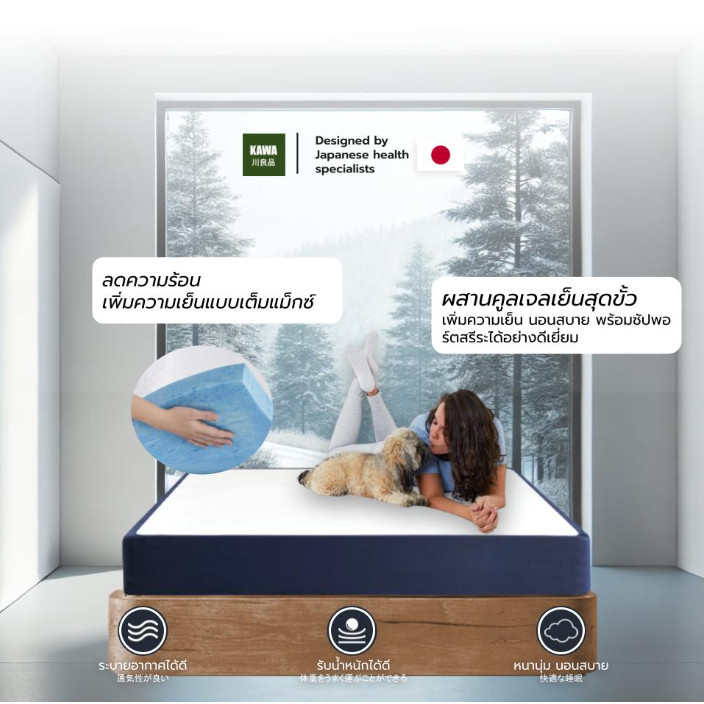SB Design Square Kawa ที่นอน คลูเจลเมมโมรี่โฟม รุ่น Bilimbi หนา 4 นิ้ว ขนาด 3.5 ฟุต