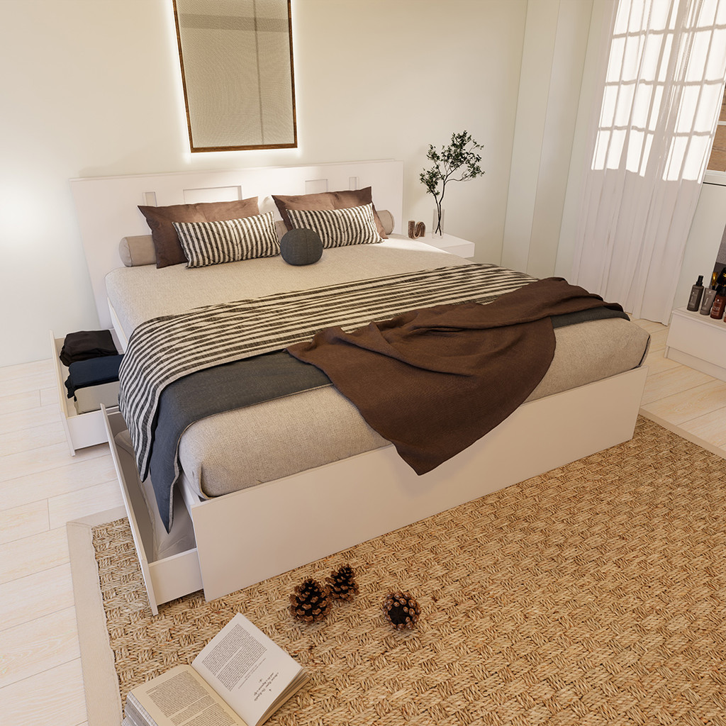 SB Design Square เตียง 5 ฟุต รุ่น Sacha สีขาว (168x216x98 ซม.)  แบรนด์ LOOMS