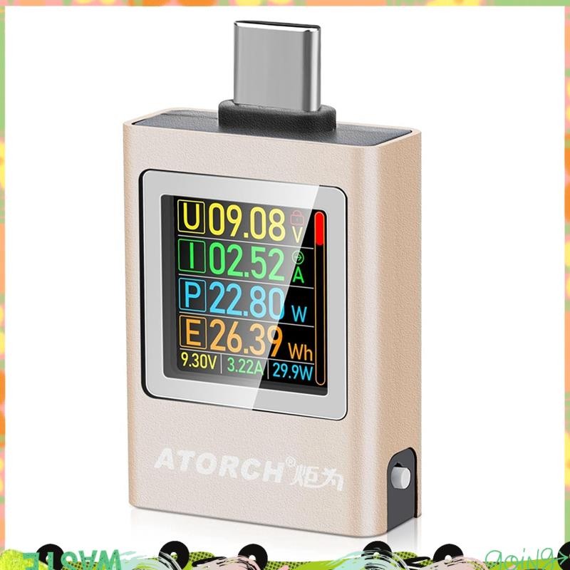 ATORCH USB C Tester Power Meter, Type-C Tester Digital Multimeter 4-50V 0-12A Voltage Current Tester