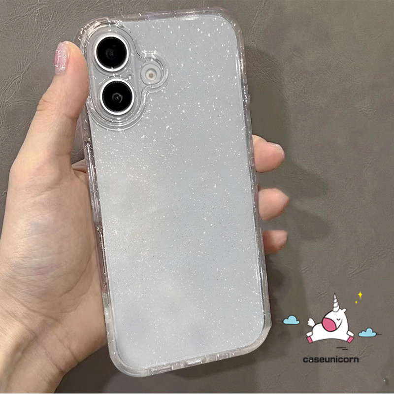 Cool สีดําหรูหรา Glitter Powder สําหรับ IPhone 15 13 14 16 11 12 Pro Max XR 7Plus X XS Max 14 6 16 7 15 6s 8 Plus SE2020 ง่ายอินเทรนด์กันกระแทกเคสใสนุ่ม - รูปที่ 4