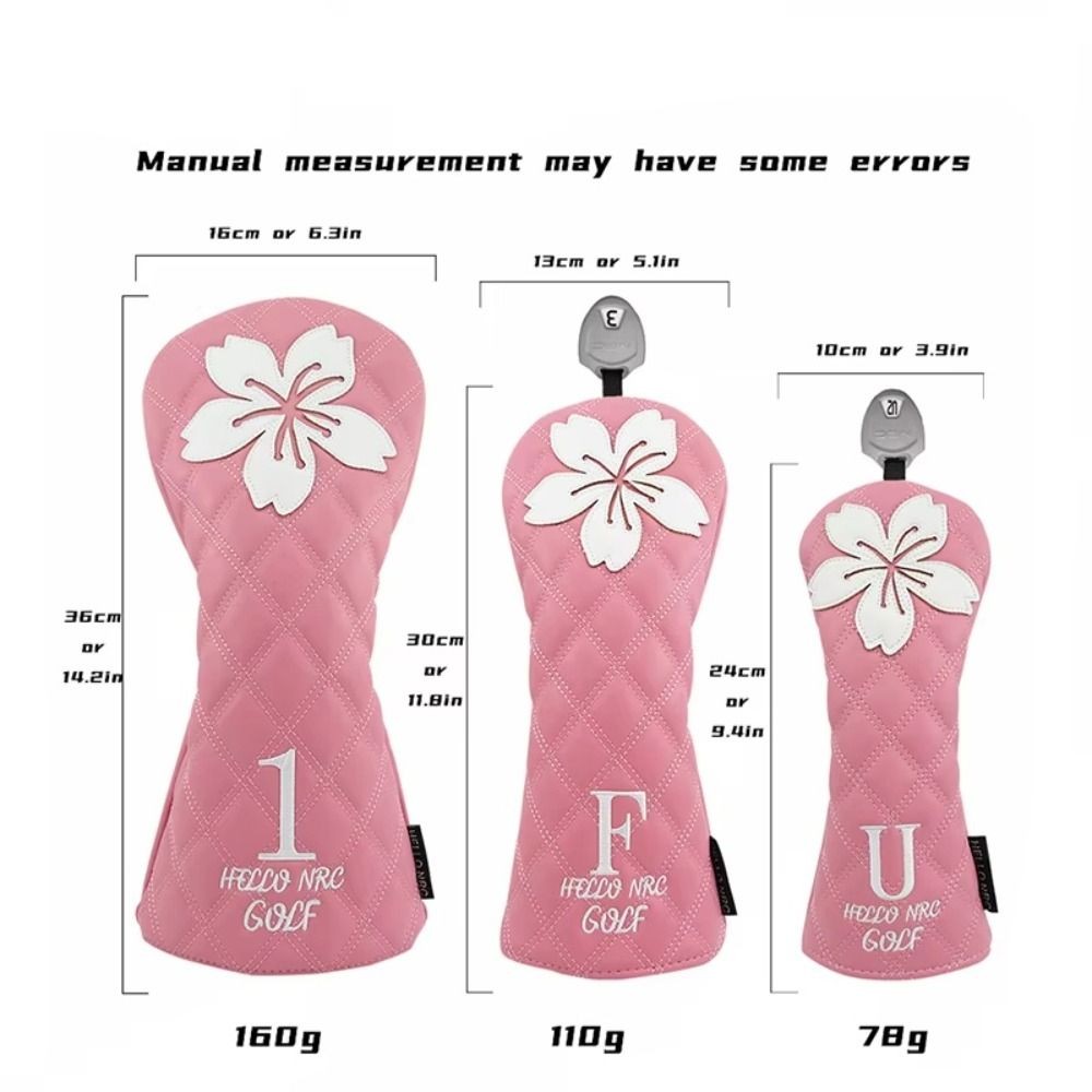 SOLARFLUX Golf Club Protector, นุ่มและทนทานกันน้ํา Golf Head Cover, หญิงสาว PU หนังดอกไม้สีชมพู Sakura รูปแบบไม้ Headcover Driver Fairway ราคา ถูกที่สุด ดีลบีเคเค แกลเลอรีภาพที่ 2