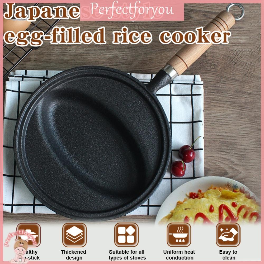 ❥PerfectFU Omurice ทําอาหารหม้อไม้ Handle แพนเค้กแม่พิมพ์ Skillet กระทะ Anti-Scald ไข่เจียวกระทะทอดส