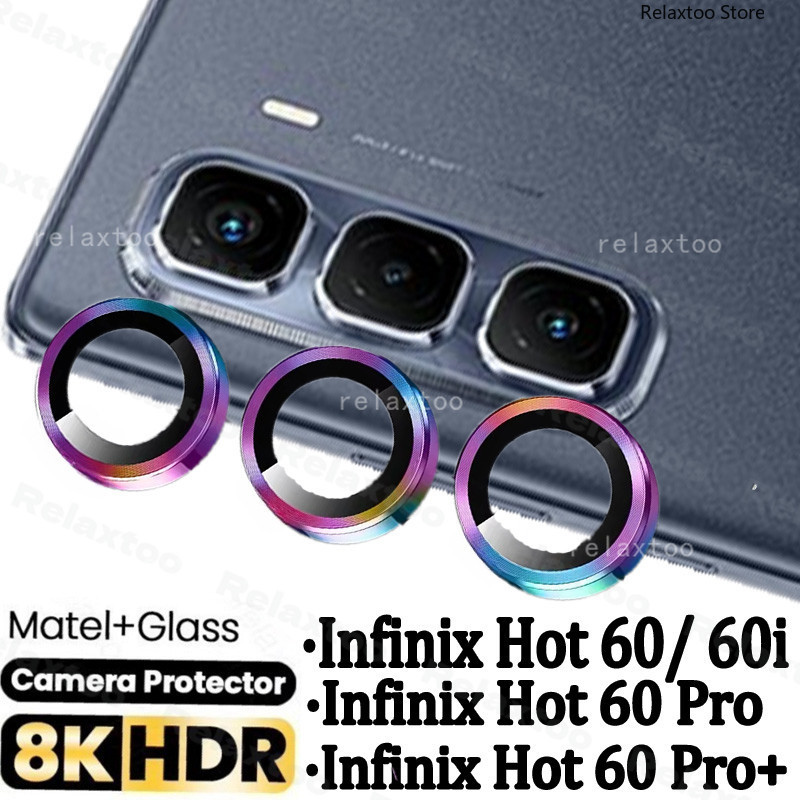 Infinix Hot60 Pro+ Full Curved Camera Lens Protective Tempered Glass For Infinix Hot 60 Pro Plus + Pro+ 60Pro+ Hot60Pro+ 60i Hot60i 4G 5G X6886 X6885 Clear Metal Ring Tempered Glass Camera Lens Case Back Cover Phone Film