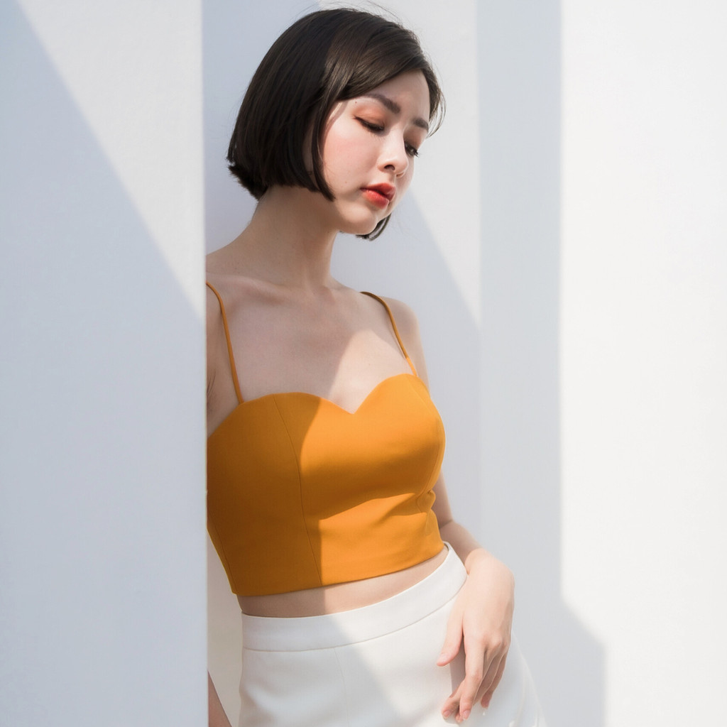 Lism S-003 Sweetheart Silhouette Structured Crop Top เสื้อครอปสายเดี่ยว