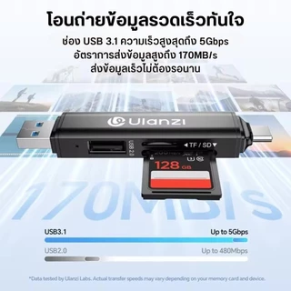 Ulanzi CR1 3in1 USB Card Reader การ์ดรีดเดอร์ ขนาดพกพา รองรับ SD/TF/USB ถ่ายโอนข้อมูลเร็ว 5Gbps