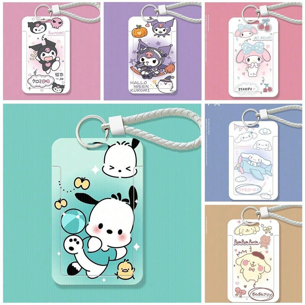 SANRIO ทํานอง ซานริโอ นักเรียนสไลด์ผู้ถือบัตรบัตรอาหารบัตรรถบัสฝาครอบป้องกันบัตรประชาชนผู้ถือบัตรธุรกิจธนาคารผู้ถือบัตรเครดิตบัตรเข้าค