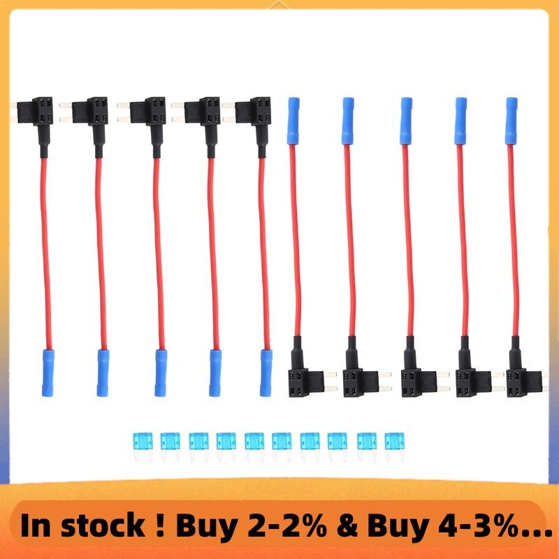 10 แพ็ค - 12V รถ Add-a-cuit Fuse TAP อะแดปเตอร์ Mini Blade Fuse Holder