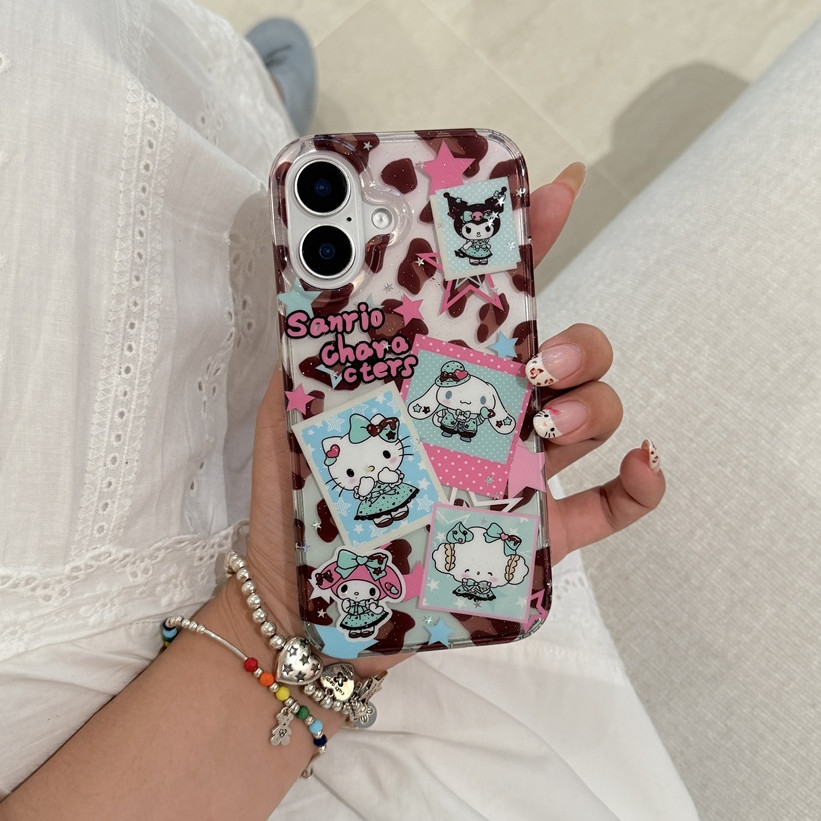SANRIO สําหรับIphone Case 16 Pro Max 15 Pro Max 14 Pro Max Double layered mint green ripple Sanrioเค