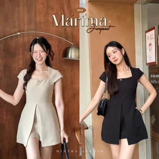 Marima Jumpsuit – จั๊มสูทขาสั้น คอเหลี่ยม แขนสั้น ดีเทลกระโปรงกางเกง ซิปหลัง มีกระเป๋า MT.STDO