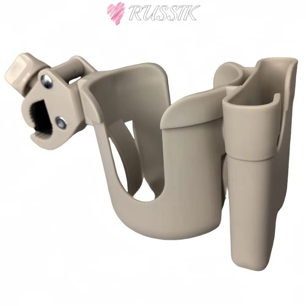 RUSSIK Pram ที่วางแก้ว,พลาสติก 2-in-1 ฟังก์ชั่นที่วางขวดรถเข็นเด็ก,ทนทานปรับ Anti-Slip Universal รถเข็นเครื่องดื่ม Baby Carriage