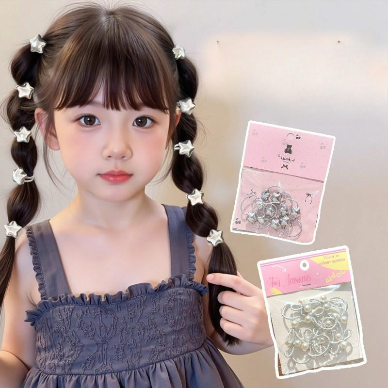 ชุดกุทัณฑ์ยางยืดหยุ่นสำหรับเด็กสาว 10 ชิ้น ใช้ผูกผมหางม้าได้อย่างสะดวก