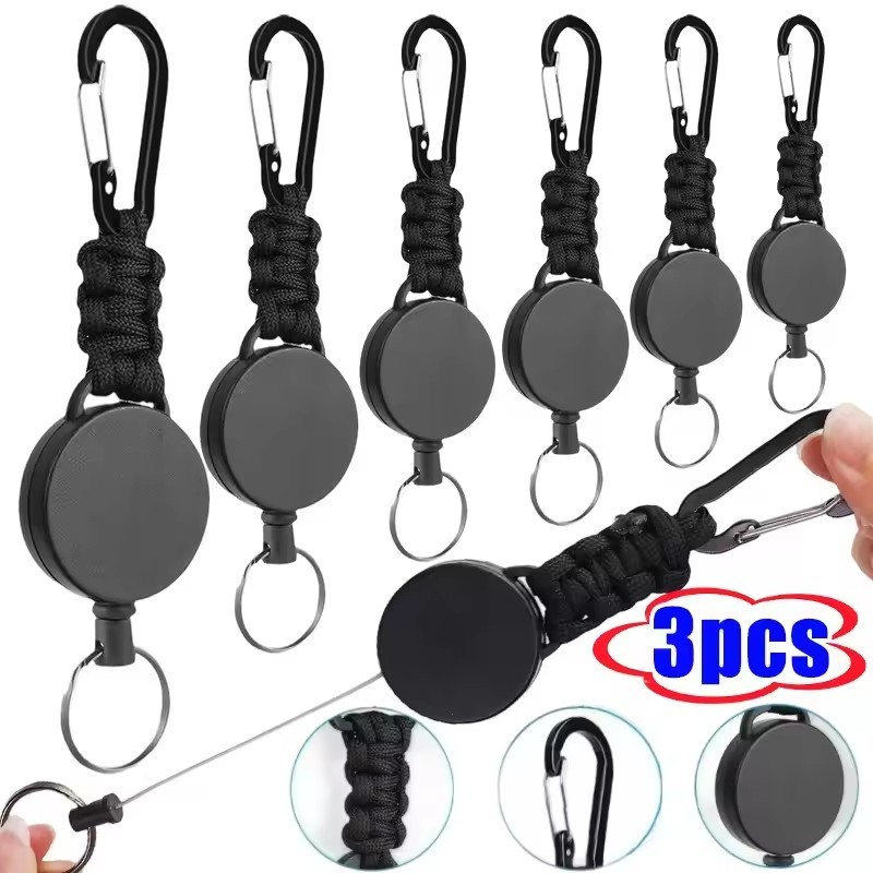 พวงกุญแจกลางแจ้ง 1-3 ชิ้นสําหรับเป้สะพายหลัง | ที่ใส่ป้ายแบบพับเก็บได้เชือกไนลอนกันน้ําที่เปิดขวดในตัวสําหรับตั้งแคมป์/เดินป่า/ของใช้ประจําวัน