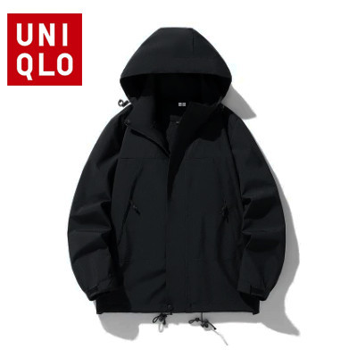 เสื้อแจ็คเก็ตกันน้ํา Uniqlo เสื้อแจ็คเก็ตกันลมฤดูใบไม้ร่วง เสื้อแจ็คเก็ต unisex