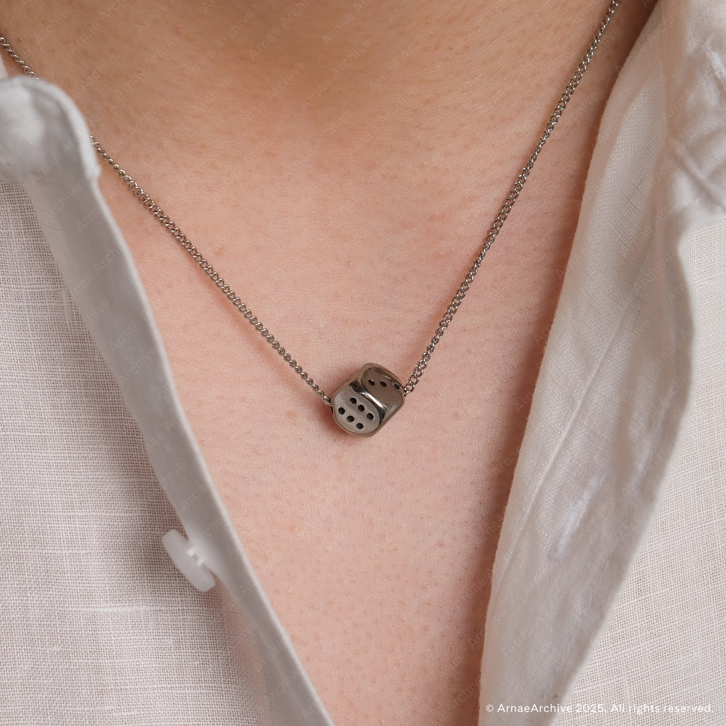 Arnaé Archive Dice Long Necklace Unisex Premium Stainless Steel Anti-Rust Necklace