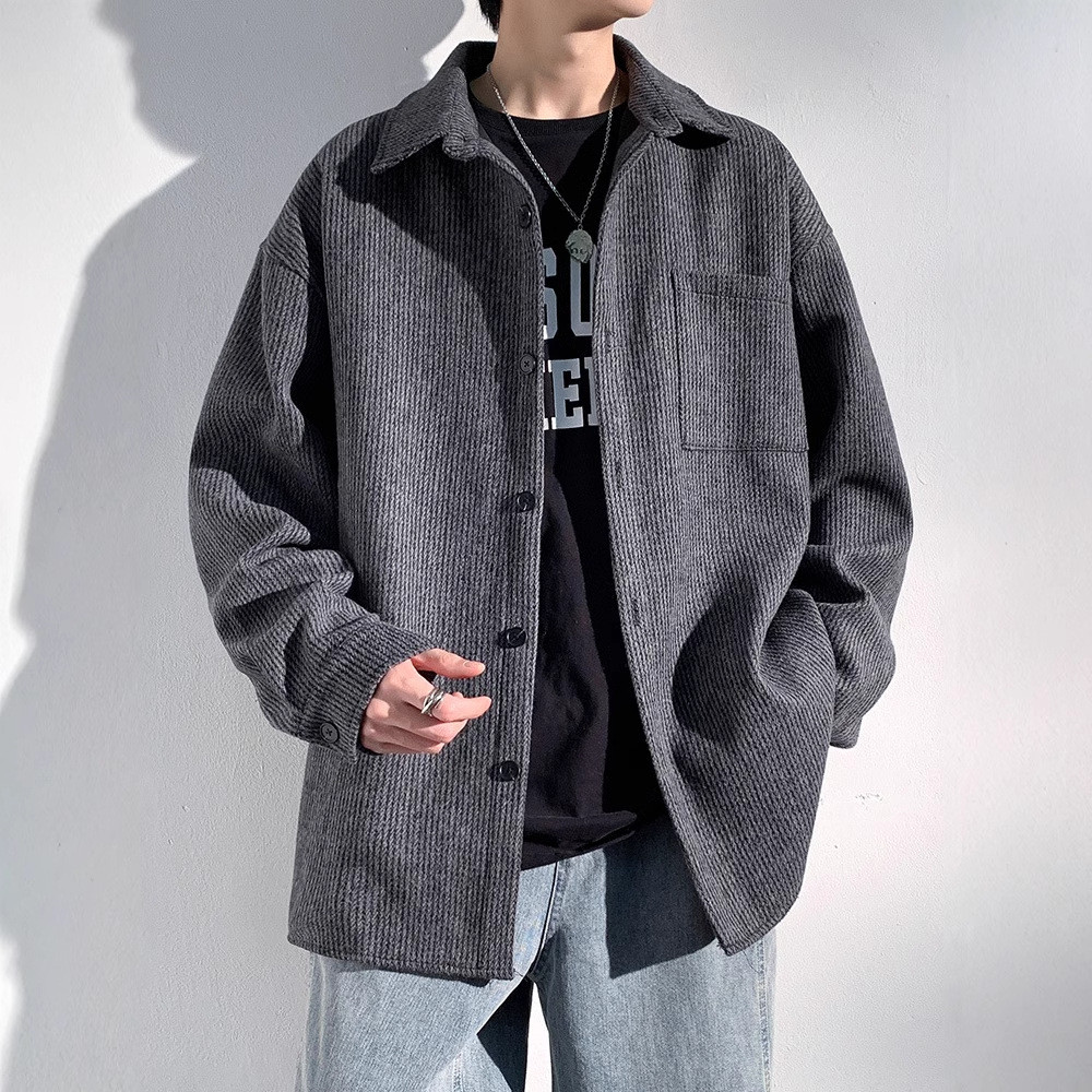 GEWA แจ็คเก็ตทําด้วยผ้าขนสัตว์ผู้ชายฤดูใบไม้ผลิฤดูใบไม้ร่วงฤดูหนาว 2025 หลวม Retro High-End Street ส