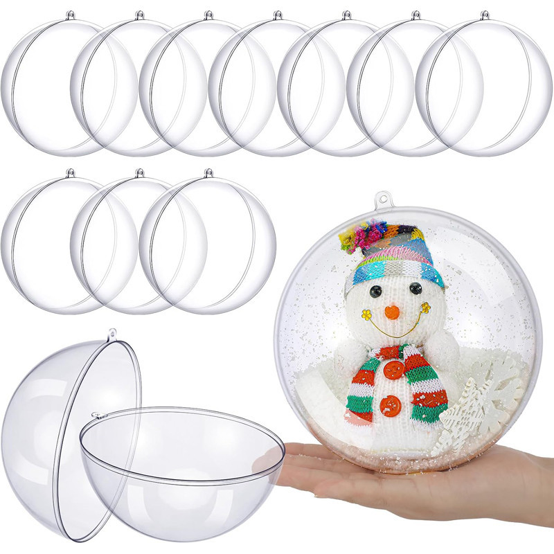 5/6/8/10 ซม.พลาสติกใส Fillable Christmas Ball เครื่องประดับ / Xmas Party DIY ลูกบอลพลาสติกตกแต่ง