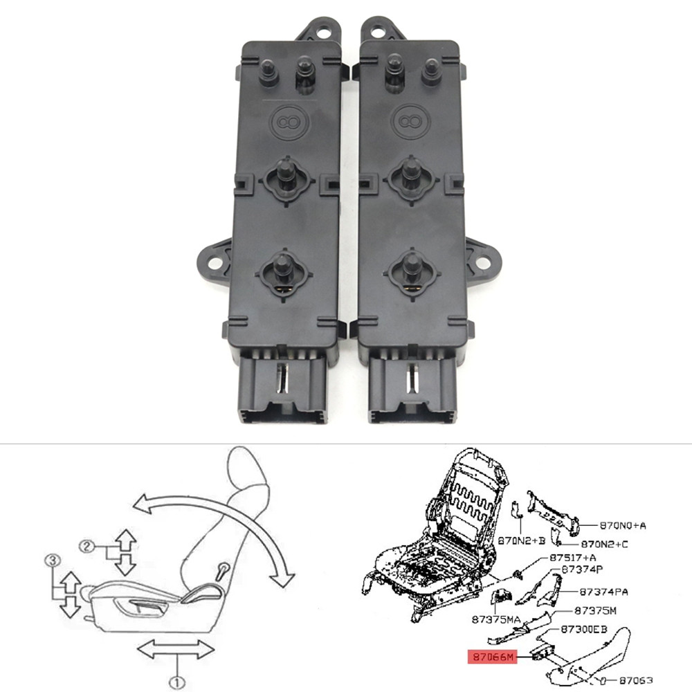 ด้านหน้าซ้ายขวาไฟฟ้าที่นั่งปรับพนักพิงสวิทช์ควบคุมปรับสําหรับ INFINITI Q50 V37 QX50 J502 G37 Q60 CV3