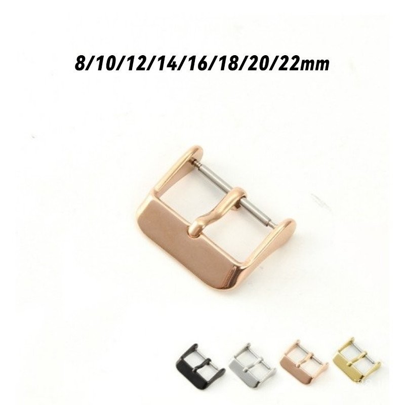 "8-22mm Stainless Steel Watch Buckle - Gold Rose Gold Black Silver - Ready Stock for Seiko Fossil - Mix Size/Color - Free ไขควง"