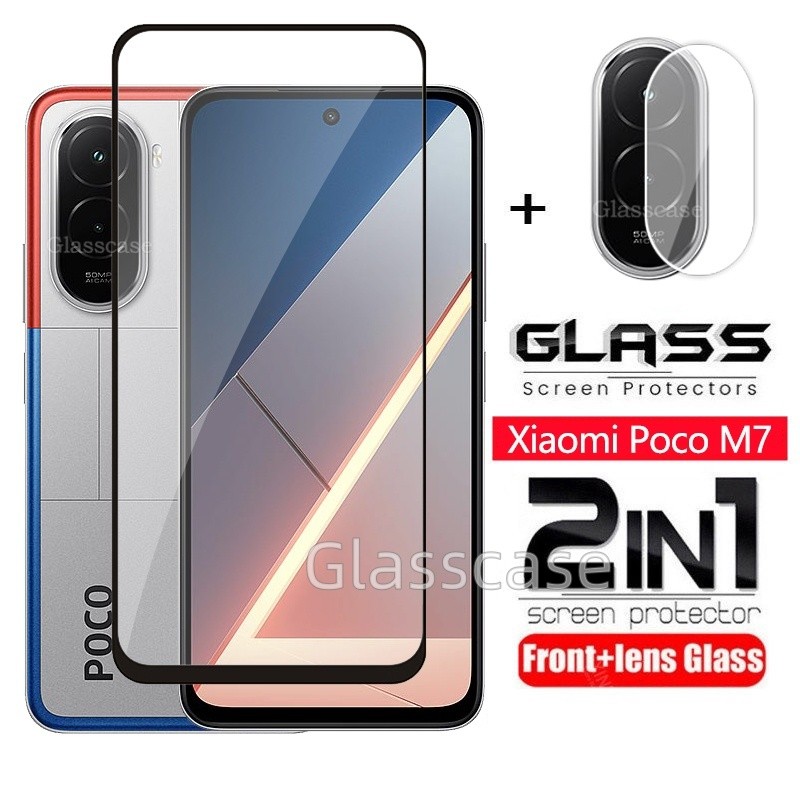 2 in 1 ป้องกันหน้าจอฟิล์มกระจกนิรภัยสําหรับ Xiaomi POCO M7 M 7 Pro M7Pro M7Plus POCOM7 Pro POCOM7Pro