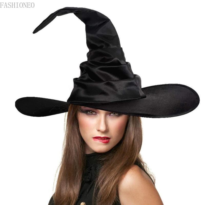 Fashion Black Folds Wizard Hat Halloween Witch Hat Angled Witch Hat Cosplay