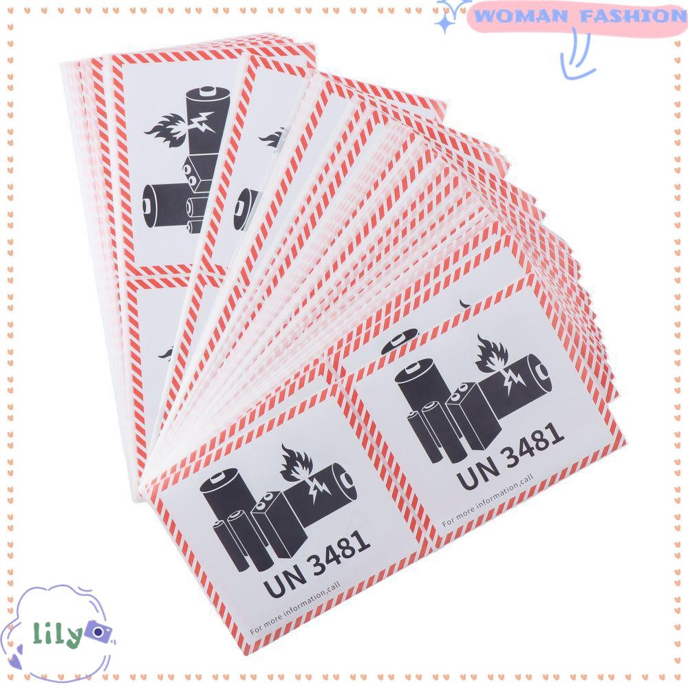 LILY แบตเตอรี่ Fire Labels, แผ่นทองแดงกาวสีแดงขนส่งแบตเตอรี่ลิเธียม Label, UN3481 แบตเตอรี่ลิเธียม 4