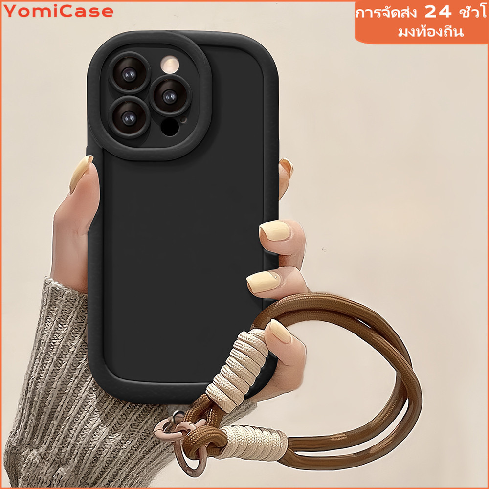 😆😆case for iphone11 13 หนาขึ้น สีทึบ สายคล้องคอ ป้องกันการชนกัน เคสสําหรับไอโฟน16 15Promax 14Pro 13 12 11 7 8plus XR XS