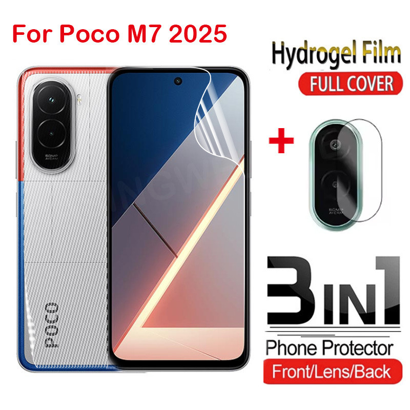 ป้องกันหน้าจอสําหรับ POCO M7 4G POCOM7 Poco M7 Plus M7 Pro 5G 4G 2025 ด้านหน้ากลับเลนส์คลุมทั้งหมดป้องกัน Hydrogel กล้องด้านหลังป้องกันฟิล์ม