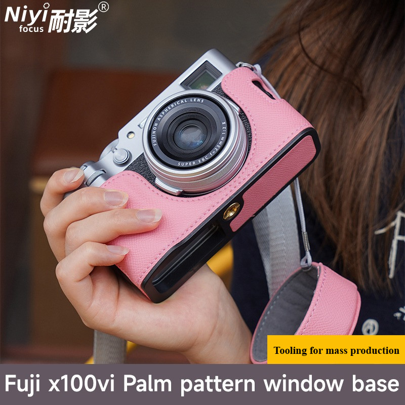 PU หนังครึ่งสําหรับ Fuji X100VI หน้าต่างปาล์มฐาน Protrector กล้อง Bade ฝาครอบ Fujifilm X-100VI 1/4 Scew ด้านล่างเปิดอุปกรณ์เสริมกล้อง