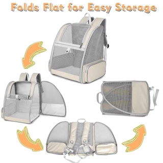 WIFLYZO กระเป๋าเป้สะพายหลัง Cat Carrier กระเป๋าถือแมวความจุขนาดใหญ่ Safety Breathable แบบพกพากันน้ํา Cat Transport Bag Cat