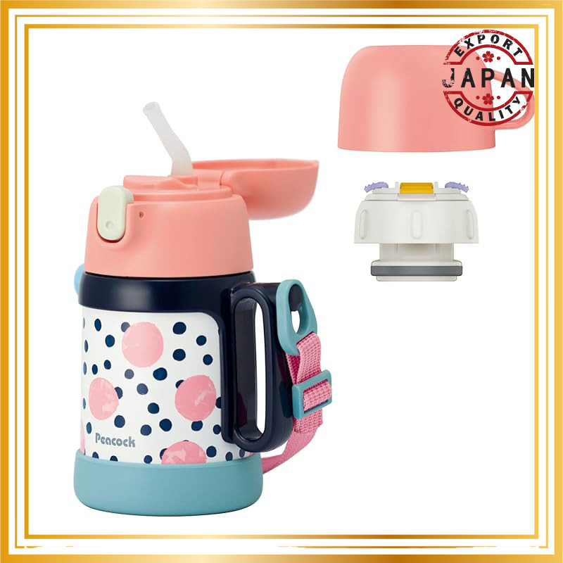 "2-Way Kids Water Bottle with Straw - 400ml Insulated Flask for School and Daycare - Available in Pi