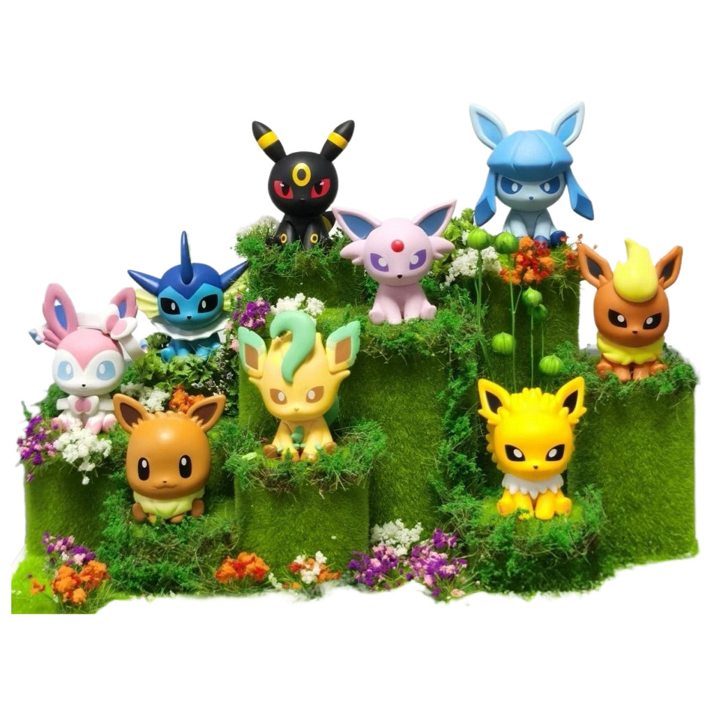 Original Pokemon Eevee Evolution รูปชุด Espeon Umbreon Sylveon Leafeon Glaceon รูปของขวัญเด็กแฟน Pvc