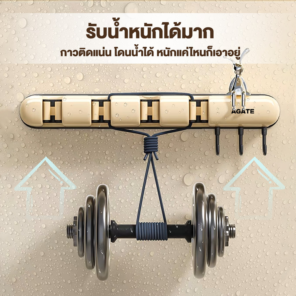 【Agate ของแท้】ที่แขวนไม้กวาด ที่แขวนไม้ถู ไม่ต้องเจาะ ติดง่าย รับน้ำหนักได้ดี ความชื้นและกันน้ำ สําหรับห้องน้ํา - รูปที่ 4