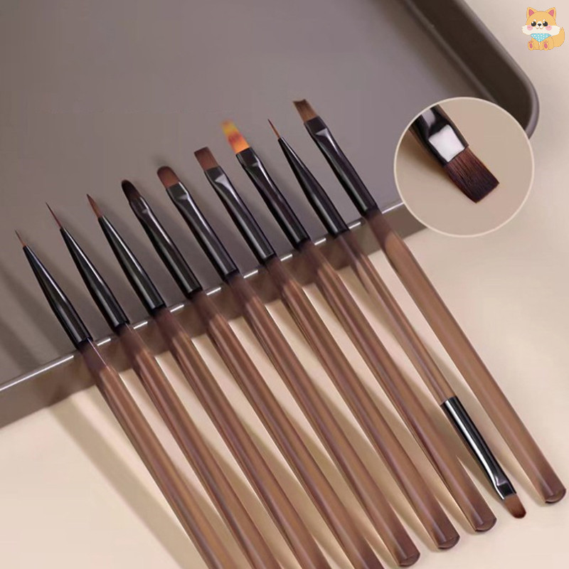 [VI] แปรงเล็บอะคริลิคสีน้ําตาลใส UV Gel Paing แปรงวาดเส้นเล็บวาดแปรงไล่โทนสีเล็บเครื่องมือ TH