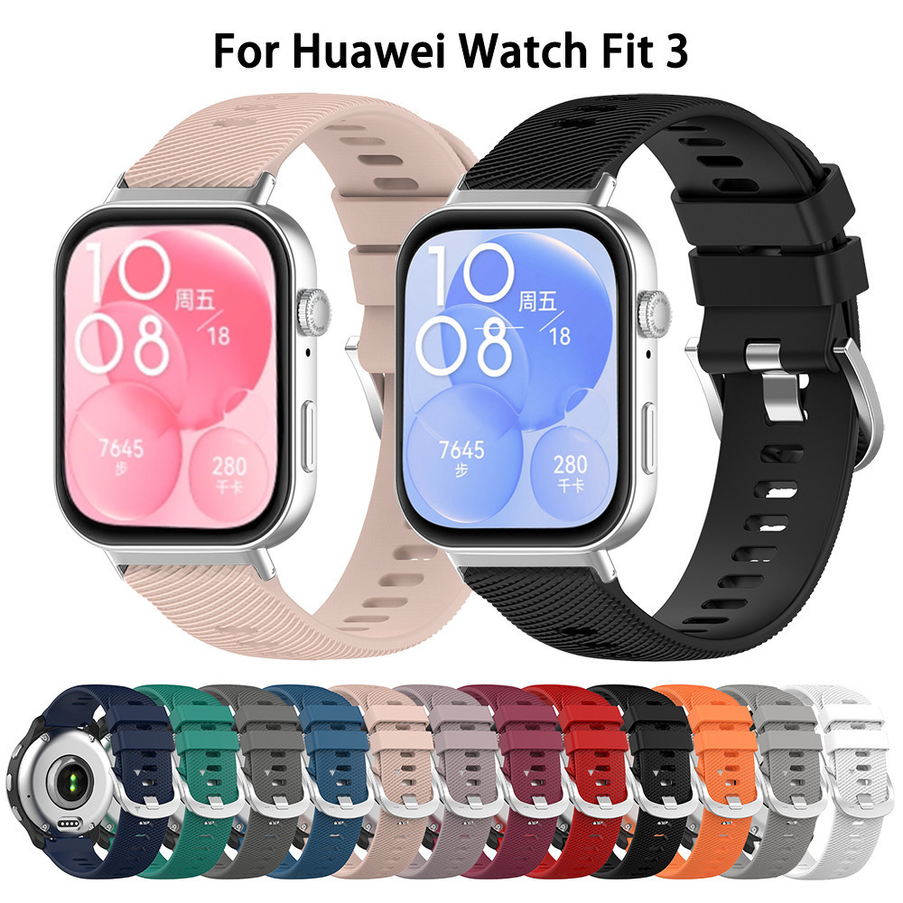 สายซิลิโคนอ่อนนุ่มแบบสปอร์ตสําหรับ Huawei Watch Fit 3 2