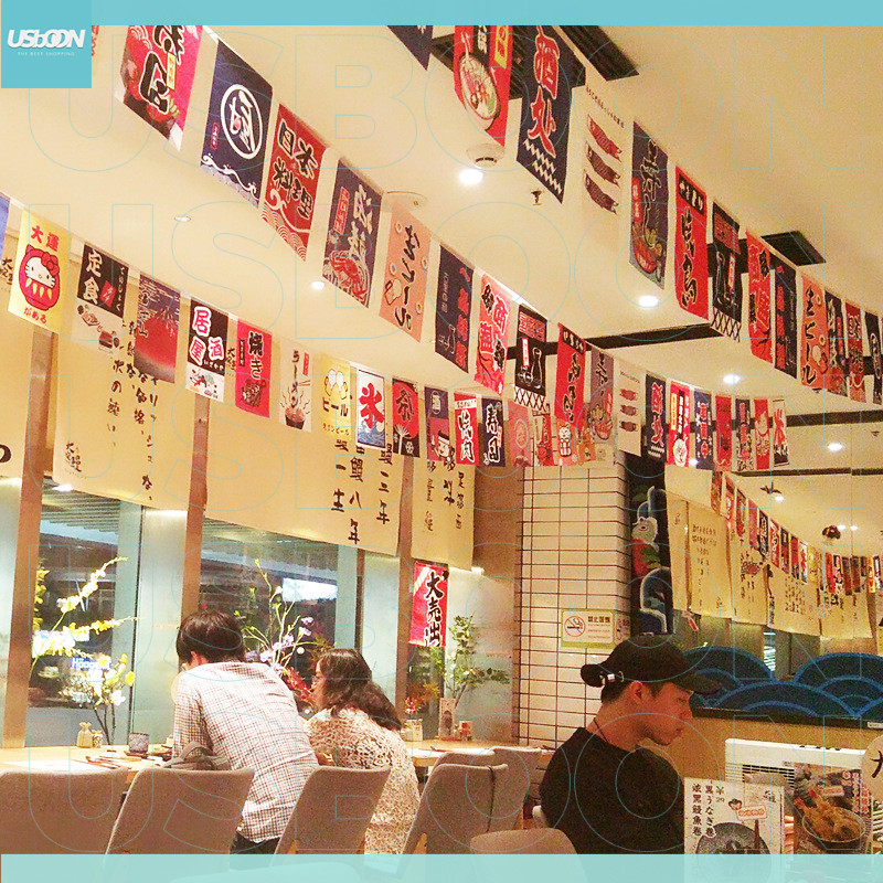 usboon ธงประดับตกแต่ง สไตล์ญี่ปุ่น Lucky Cat String FLAG Izakaya มีหลายลายให้เลือก