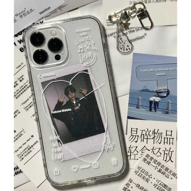 เคสโทรศัพท์ เหมาะสําหรับ iPhone Simple Line Love Heart 15promax/14/13/12/11pro Soft Case xsmax/xr Niche 7/8plus Shock-proof Large Hole รวมทุกอย่างป้องกันกรณี TSTB