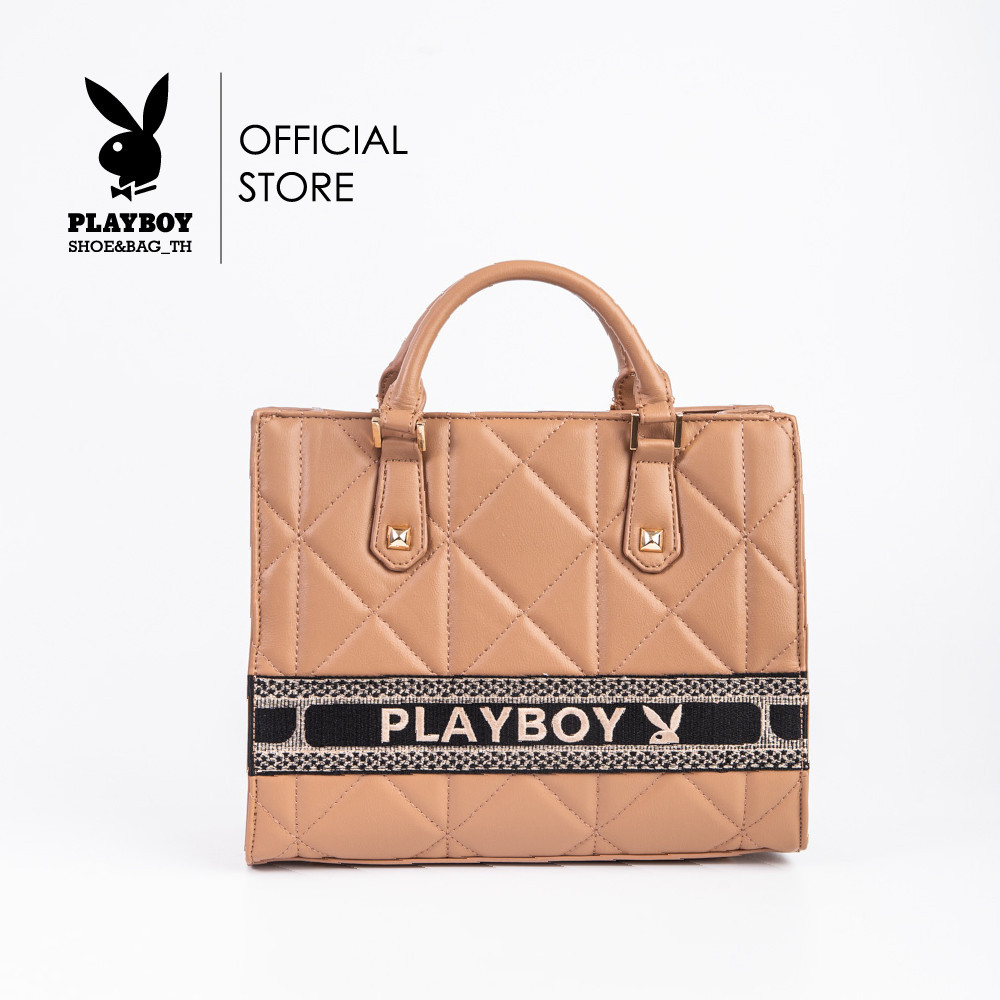 Playboyรุ่นAlinda Women's Bag ฃกระเป๋าสะพายข้างผู้หญิง ST-B243PB571 ดีไซน์ทรงกล่องใหญ่แต่งสายคาดโลโก