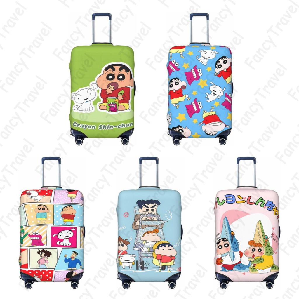 Fancytravel Crayon Shin-chan ผ้าคลุมกระเป๋าเดินทาง กระเป๋าเดินทาง ผ้ายึดได้เยอะ กันฝุ่น กันรอย สวมใส่ได้ ข้น 18/20/22/24/26/28/32นิ้ว