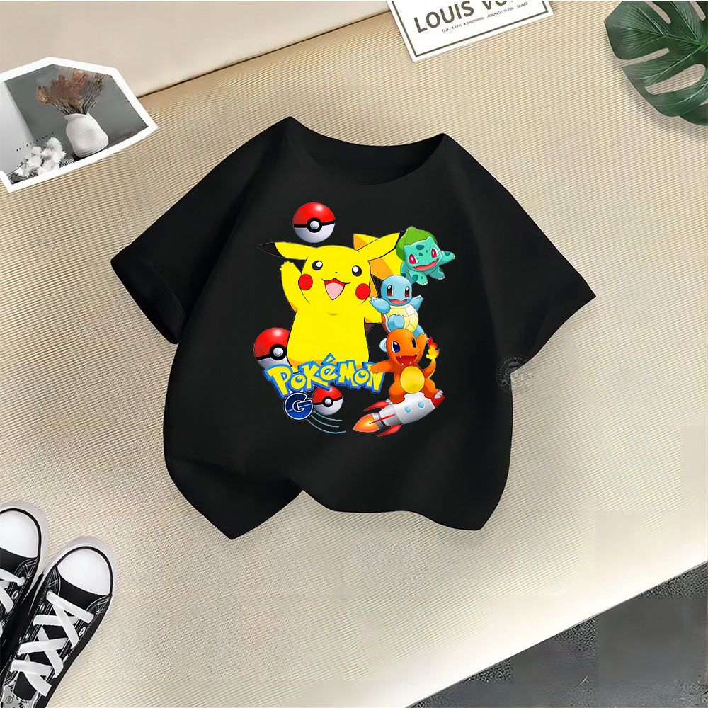 Pokemon เสื้อผ้า Pikachu Creative พิมพ์สาวเสื้อยืดการ์ตูนสบาย Casual Top เสื้อยืด Tee