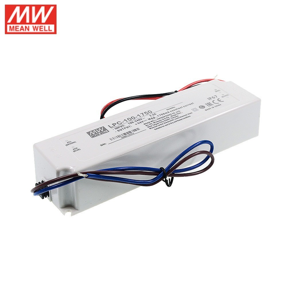 LPC-100-1750 MEAN WELL Switching Power Supply 1750mA 29~58V DC 100W IP67 waterproof Meanwell LED dr
