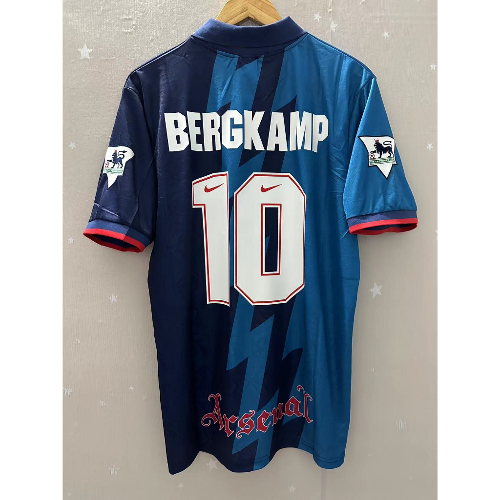 95-96 Arsenal BERGKAMP WRIGHT คุณภาพสูง Away Retro ฟุตบอล Jersey เสื้อยืดที่กําหนดเองเสื้อฟุตบอล VIEIRA