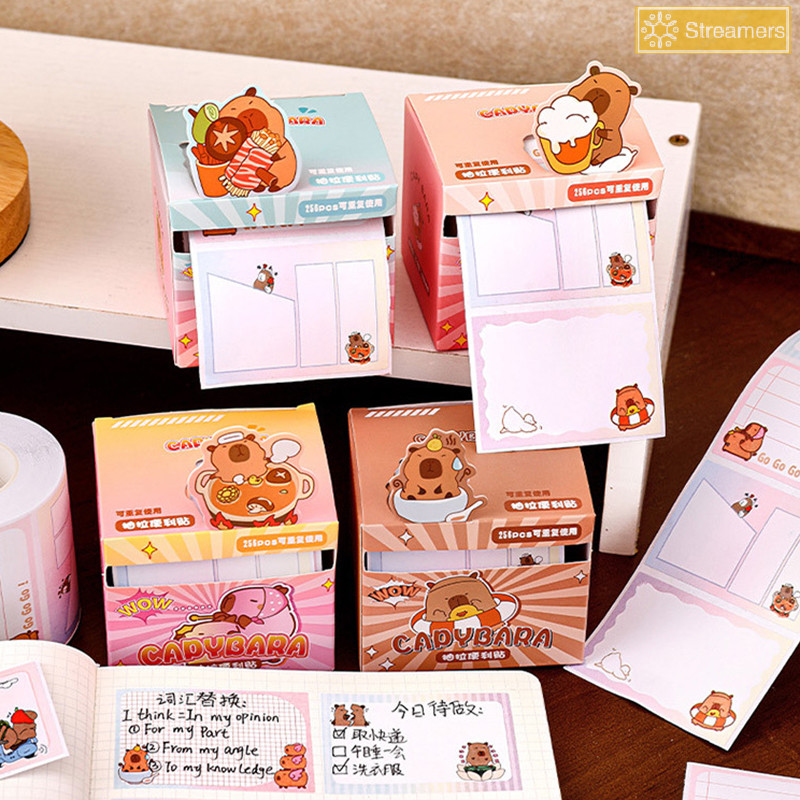{Streamers} 256sheets การ์ตูน Capybara Sticky Notes Creative สะดวก Book น่ารัก Planner สติกเกอร์เครื่องเขียนนักเรียนของขวัญวันเกิดใหม่