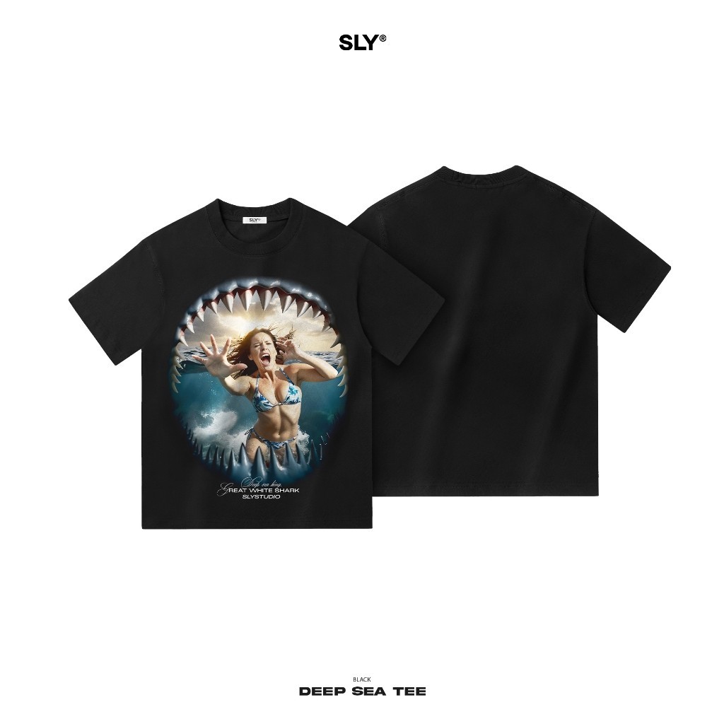 เสื้อยืดคอกลม SLY Deep Sea สีดํา S-5XL