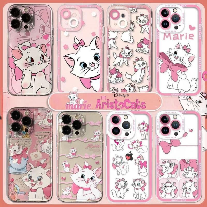 เทรนด์ยี่ห้อน่ารัก Marie Cat Casing สําหรับ IPhone 13 12 Mini Pro Max 11 การ์ตูน Clear TPU ซิลิโคนอ่อนนุ่มเคสโทรศัพท์แฟชั่น