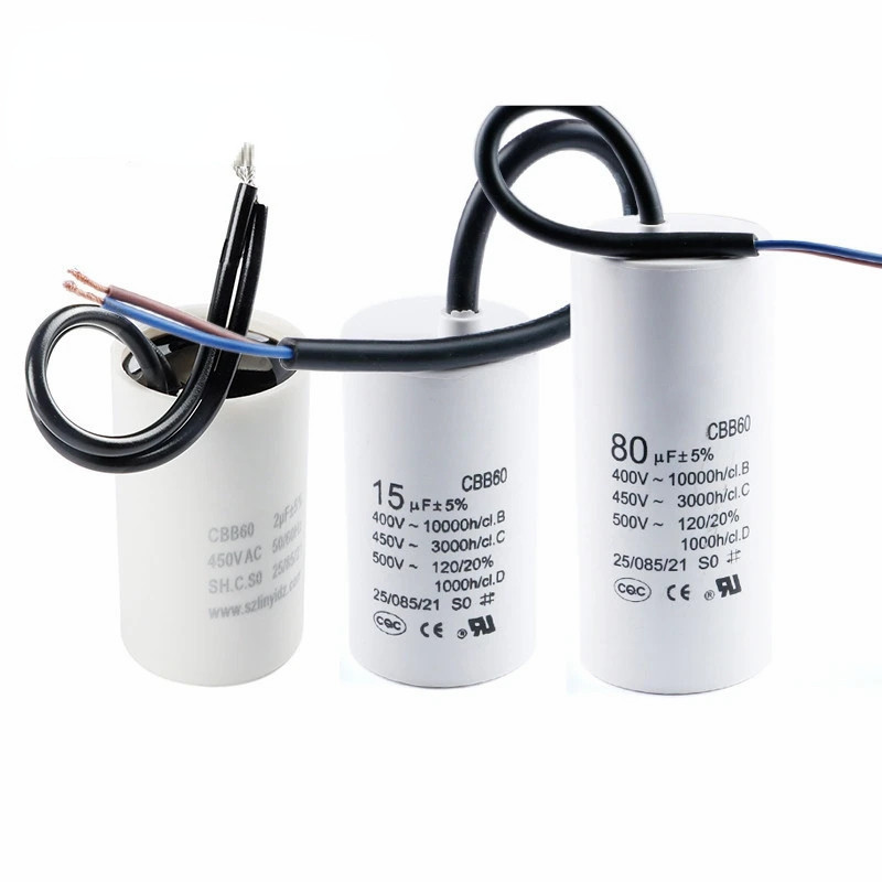 Cbb60 ตัวเก็บประจุสตาร์ท 5UF, 6UF, 8UF, 10UF, 12UF, 16UF, 18UF, 20UF, 25UF, 30UF, 35UF, 40UF, 45UF, 